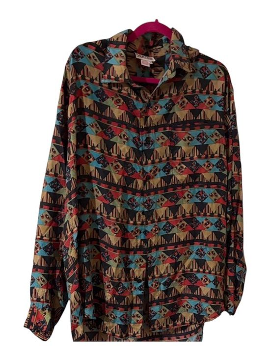 Silk Time Other - Multicolor Geometric Print Blouse size Medium. So silky!